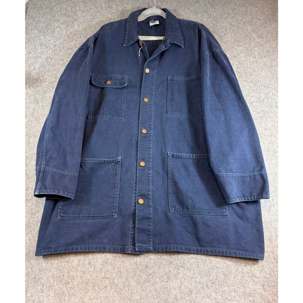 VINTAGE 90s Cross Colours Jacket Men Blue Chore Coat Workwear USA Utility Size 2